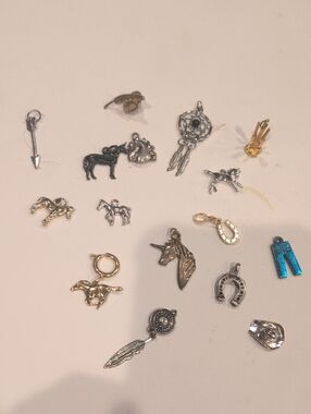 Mixed Metal Lucky Charms Lot - Horseshoe, Unicorn, Dreamcatcher